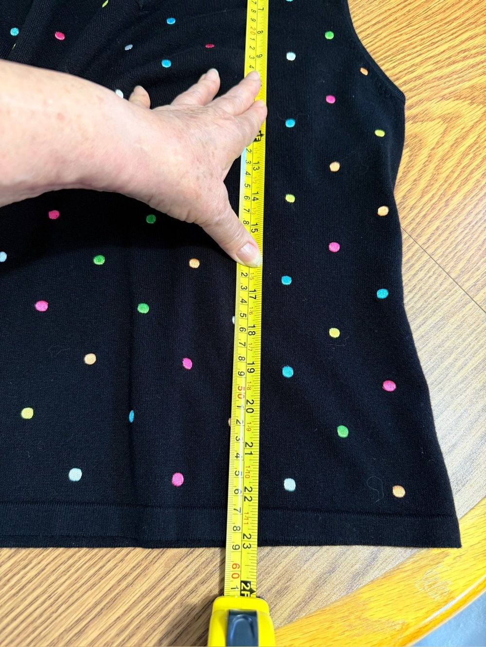 NWOT Dress Barn Black Sweater w/Embroidered colorful bright dots all over it. - Picture 6 of 7